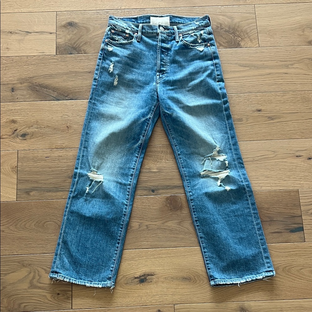 MOTHER Distressed Blue Jeans